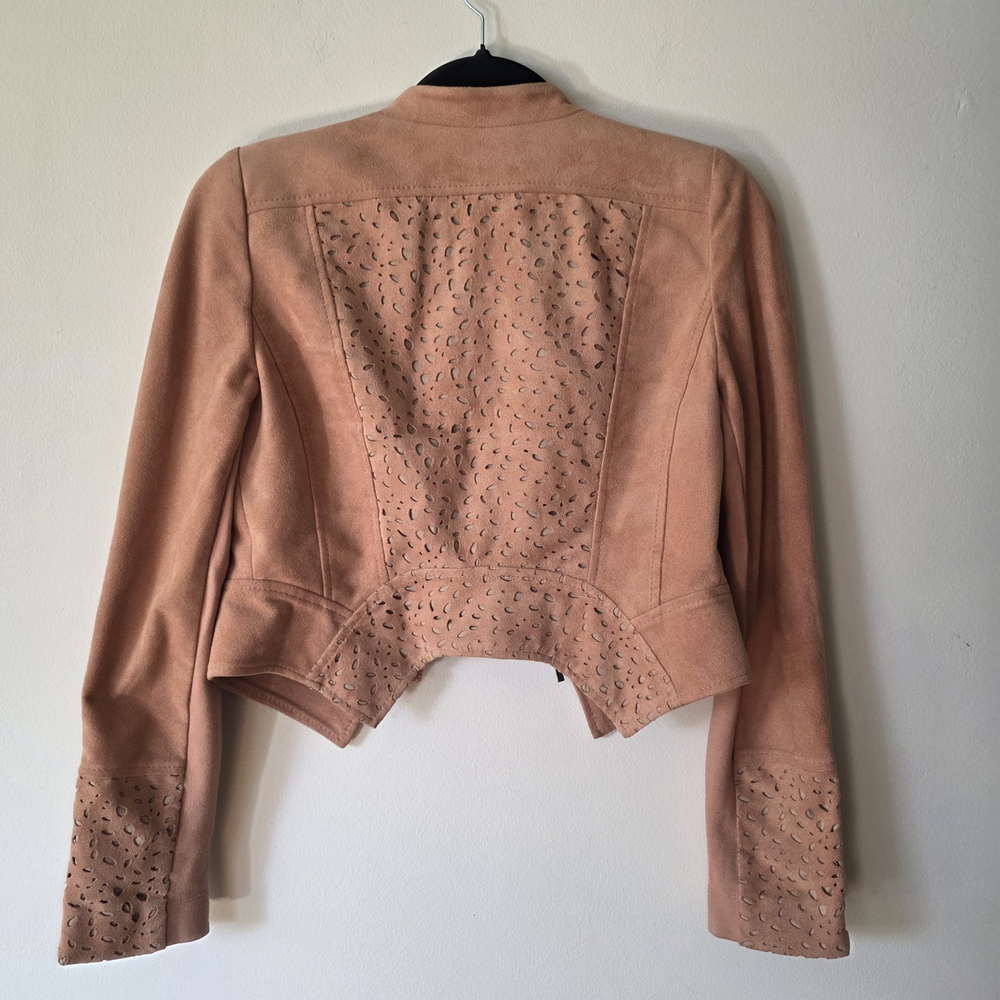 BCBGMAXAZRIA – Skyler Laser Cut Faux Suede Jacket - Picture 6 of 7